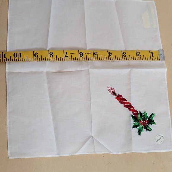 Vintage Handkerchief Lot of 3 Holiday Christmas Valentines Day Poinsettia Hearts - Picture 2 of 10